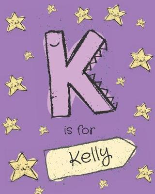 K is for Kelly: Girls journal notebook with cartoon night stars theme and Letter K initial monogram. Great personalized girl's birthday gift.