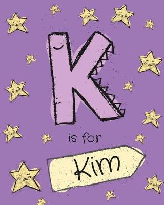 K is for Kim: Girls journal notebook with cartoon night stars theme and Letter K initial monogram. Great personalized girl's birthday gift.