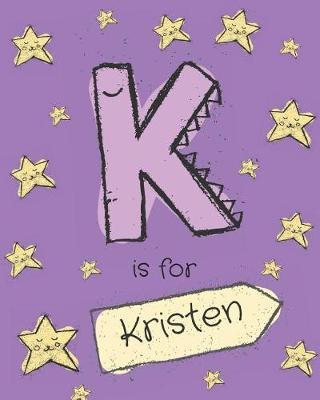 K is for Kristen: Girls journal notebook with cartoon night stars theme and Letter K initial monogram. Great personalized girl's birthday gift.