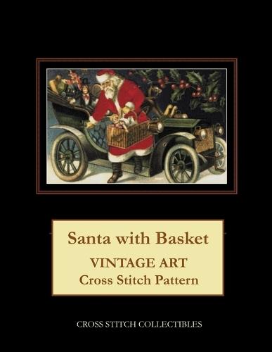Santa with Basket: Vintage Art Cross Stitch Pattern