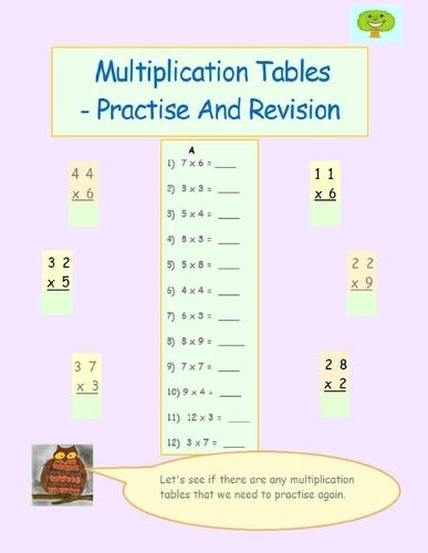 Multiplication Tables Practise And Revision