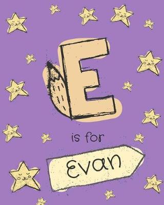 E is for Evan: Girls journal notebook with cartoon night stars theme and Letter E initial monogram. Great personalized girl's birthday gift.