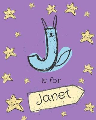 J Is for Janet: Girls Journal Notebook with Cartoon Night Stars Theme and Letter J Initial Monogram. Great Personalized Girl's Birthday Gift.