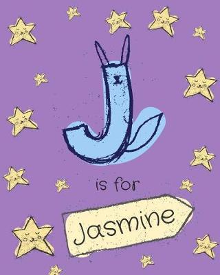 J is for Jasmine: Girls journal notebook with cartoon night stars theme and Letter J initial monogram. Great personalized girl's birthday gift.