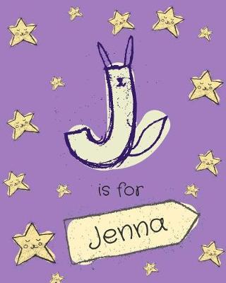 J is for Jenna: Girls journal notebook with cartoon night stars theme and Letter J initial monogram. Great personalized girl's birthday gift.