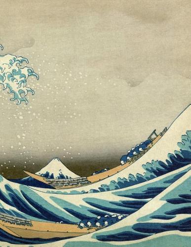 Japanese Writing Practice Book: Hokusai - Great Wave off Kangawa Cover - Premium Kanji practice notebook - Genkouyoushi Paper - 110 pages