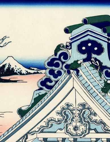 Japanese Writing Practice Book: Hokusai - Temple in th Eastern Capital Cover - Premium Kanji practice notebook - Genkouyoushi Paper - 110 pages