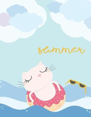 Summer: Summer Cat Cover and and Lined Pages, Extra Large (8.5 X 11) Inches, 110 Pages, White Paper