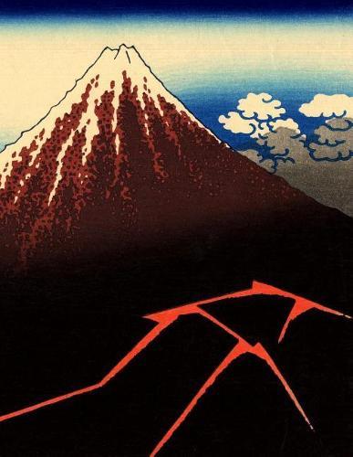 Japanese Writing Practice Book: Hokusai - Lightnings Below the Summit Cover - Premium Kanji practice notebook - Genkouyoushi Paper - 110 pages