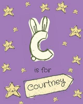 C is for Courtney: Girls journal notebook with cartoon night stars theme and Letter C initial monogram. Great personalized girl's gift.