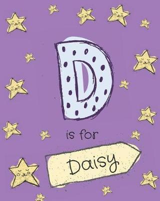 D is for Daisy: Girls journal notebook with cartoon night stars theme and Letter D initial monogram. Great personalized girl's gift.