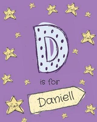 D is for Daniell: Girls journal notebook with cartoon night stars theme and Letter D initial monogram. Great personalized girl's gift.
