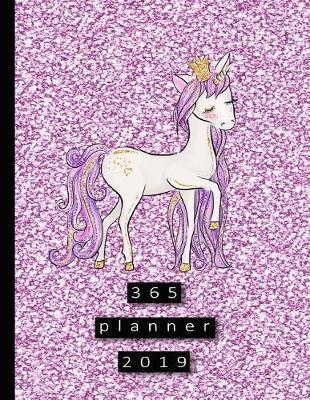365 Planner: Large Pink Glitter Unicorn Horse Organiser Planner 2019 Professional Diary - Page Per Day - Journal - Organiser - Journaling - 8.5 X 11