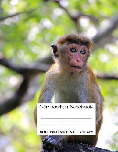 Composition Notebook: College Ruled Monkey Water Cute Composition Notebook, Girl Boy School Notebook, College Notebooks, Composition Book, 8.5  x 11