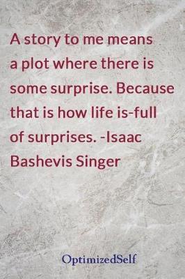 A story to me means a plot where there is some surprise. Because that is how life is-full of surprises. -Isaac Bashevis Singer: OptimizedSelf Journal Diary Notebook for Beautiful Women