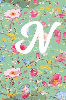 N: N Initial Blank Lined Journal with a floral cover, perfect gift for anyone!
