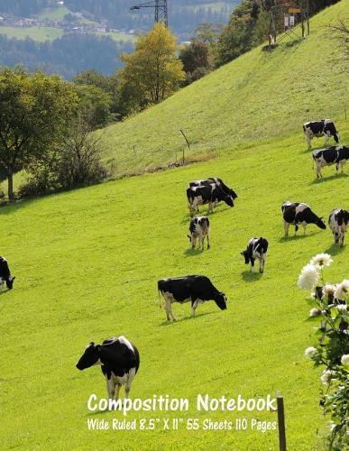 Composition Notebook: Wide Ruled Cow Farm Bull Bovine Cattle Cute Composition Notebook, Girl Boy School Notebook, College Notebooks, Composition Book, 8.5  x 11