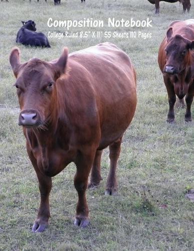 Composition Notebook: College Ruled Cow Farm Bull Bovine Cattle Cute Composition Notebook, Girl Boy School Notebook, College Notebooks, Composition Book, 8.5  x 11