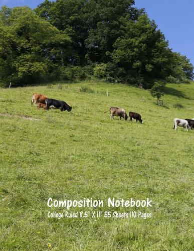Composition Notebook: College Ruled Cow Farm Bull Bovine Cattle Cute Composition Notebook, Girl Boy School Notebook, College Notebooks, Composition Book, 8.5  x 11