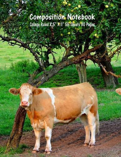 Composition Notebook: College Ruled Cow Farm Bull Bovine Cattle Cute Composition Notebook, Girl Boy School Notebook, College Notebooks, Composition Book, 8.5  x 11