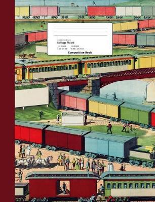 Freight Train Theme College Ruled Composition Book: Passenger Car Horses Bridge Cover, Lined Bound Paper Notebook