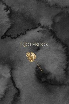 Notebook: Black Watercolor Golden Leaf Notebook. 120 Lined Pages for Writing.