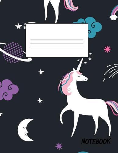 Notebook: 130 Dot Grid (Unicorn World in a Space Galaxy with Stars)