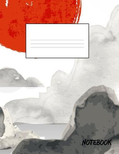 Notebook: 130 Dot Grid (Japanese Red Sun with Clouds Watercolor)