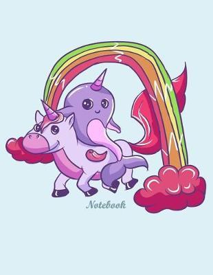 Notebook: Blank Lined College Ruled Composition Notebook Journal Large Narwhal Unicorn Rainbow Mint Blue
