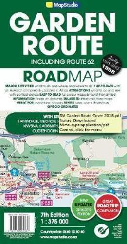 Road map Garden Route and Route 62