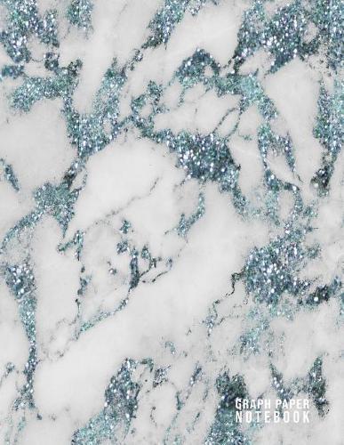 Graph Paper Notebook: Marble Composition Notebook 100 Pages 8.5 X 11 Paper Size Quad Ruled 5x5 Graph Paper Soft Cover Flexible Writing Book (Glitter Blue)