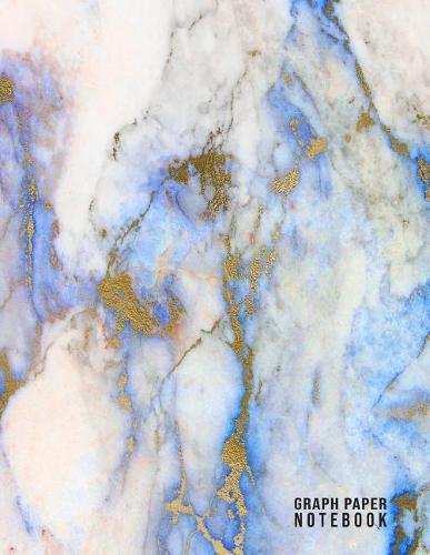 Graph Paper Notebook: Marble Composition Notebook 100 Pages 8.5 X 11 Paper Size Quad Ruled 5x5 Graph Paper Soft Cover Flexible Writing Book (Blue & Gold)