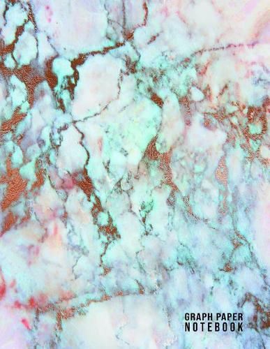 Graph Paper Notebook: Marble Composition Notebook 100 Pages 8.5 X 11 Paper Size Quad Ruled 5x5 Graph Paper Soft Cover Flexible Writing Book (Aqua & Gold)