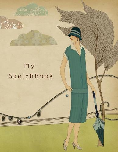 My Sketchbook: Large Sketchbook, Vintage Image of a Woman Outside, 120 Pages, 8.5 by 11