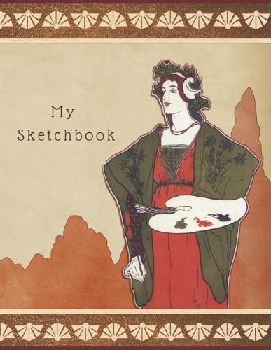 My Sketchbook: Large Sketchbook, Vintage Image of a Woman Painting, 120 Pages, 8.5 by 11