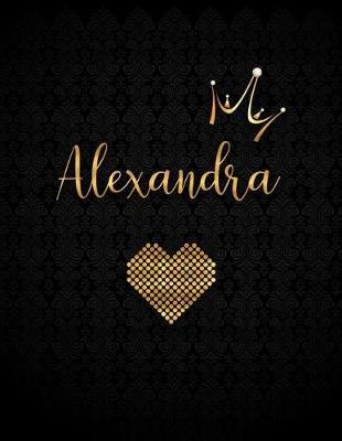 Alexandra: Black Personalized Lined Journal with Inspirational Quotes