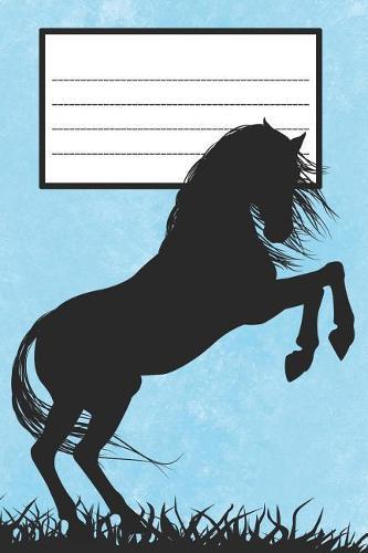 Composition Book: College Ruled Notebook Composition Book Diary Horse Rearing Blue Cover