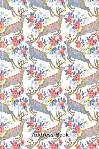 Address Book: Include Alphabetical Index with Deer in Flowers Garden Seamless Cover