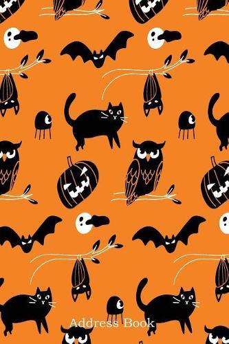 Address Book: Alphabetical Index with Halloween Doodle Seamless Background Cover