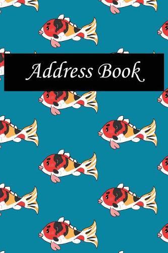 Address Book: Alphabetical Index with Carp on Indigo Blue Background Cover