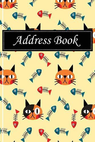 Address Book: Alphabetical Index with Cats Face and Fishbone Seamless Cover