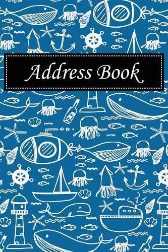 Address Book: Alphabetical Index with Hand Drawn Pattern with Sea Background Cover