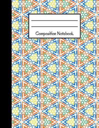 Composition Notebook: Orange, Blue, Yellow, Green Geometric Design Large College Ruled Notebook