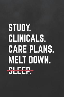 Study. Clinicals. Care Plans. Melt Down. Sleep: Blank Lined Journal College Ruled Notebook Funny Nursing Student Graduation Gift