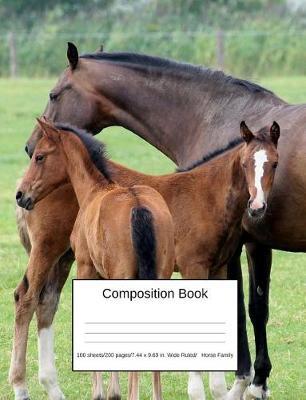 Composition Book 100 Sheets/200 Pages/7.44 X 9.69 In. Wide Ruled/ Horse Family: Writing Notebook Lined Page Book Soft Cover Plain Journal Pony