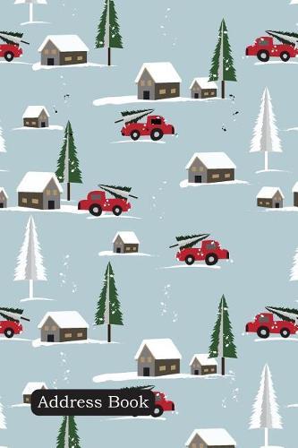 Address Book: Include Alphabetical Index with Christmas Seamless Pattern with Cute Home Town Cover