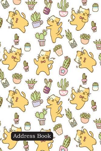 Address Book: Include Alphabetical Index with Dancing Cats with Cactus Seamless Pattern Cover