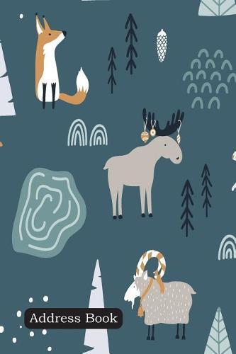 Address Book: Include Alphabetical Index with Fox, Goat, Elk and Rabbit in Forest Cover