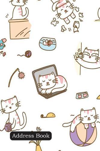 Address Book: Include Alphabetical Index with Naughty Cat Seamless Pattern Cover