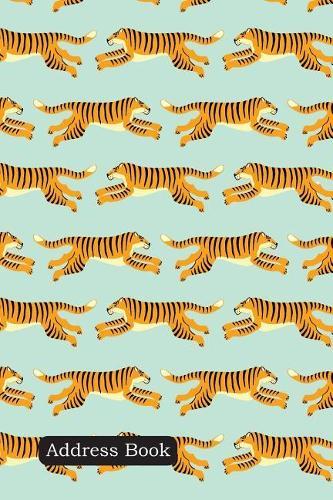 Address Book: Include Alphabetical Index with Seamless Exotic Pattern with Tigers Cover